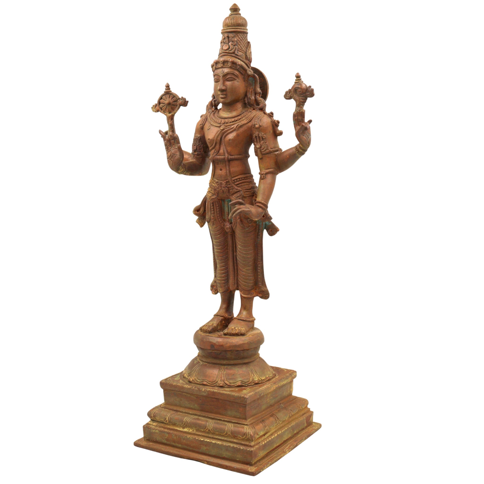 Handmade Panchaloha Vishnu Idol | Bronze Narayana Murti | Govinda, Venkateswara & Srinivasa Sculpture for Temple & Home Pooja,Brown, 17.5 Inch, 1 Piece