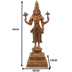 Handmade Panchaloha Vishnu Idol | Bronze Narayana Murti | Govinda, Venkateswara & Srinivasa Sculpture for Temple & Home Pooja,Brown, 17.5 Inch, 1 Piece