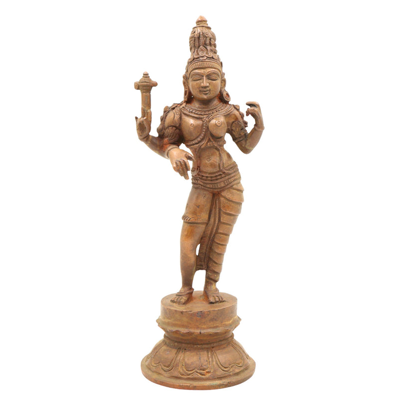 Bronze Ardhanarishvara Idol | Handcrafted Ardhanari Shiva Parvati Murti | Panchaloha / Chola Art Statue for Temple & Home Decor, Brown, 9 Inch