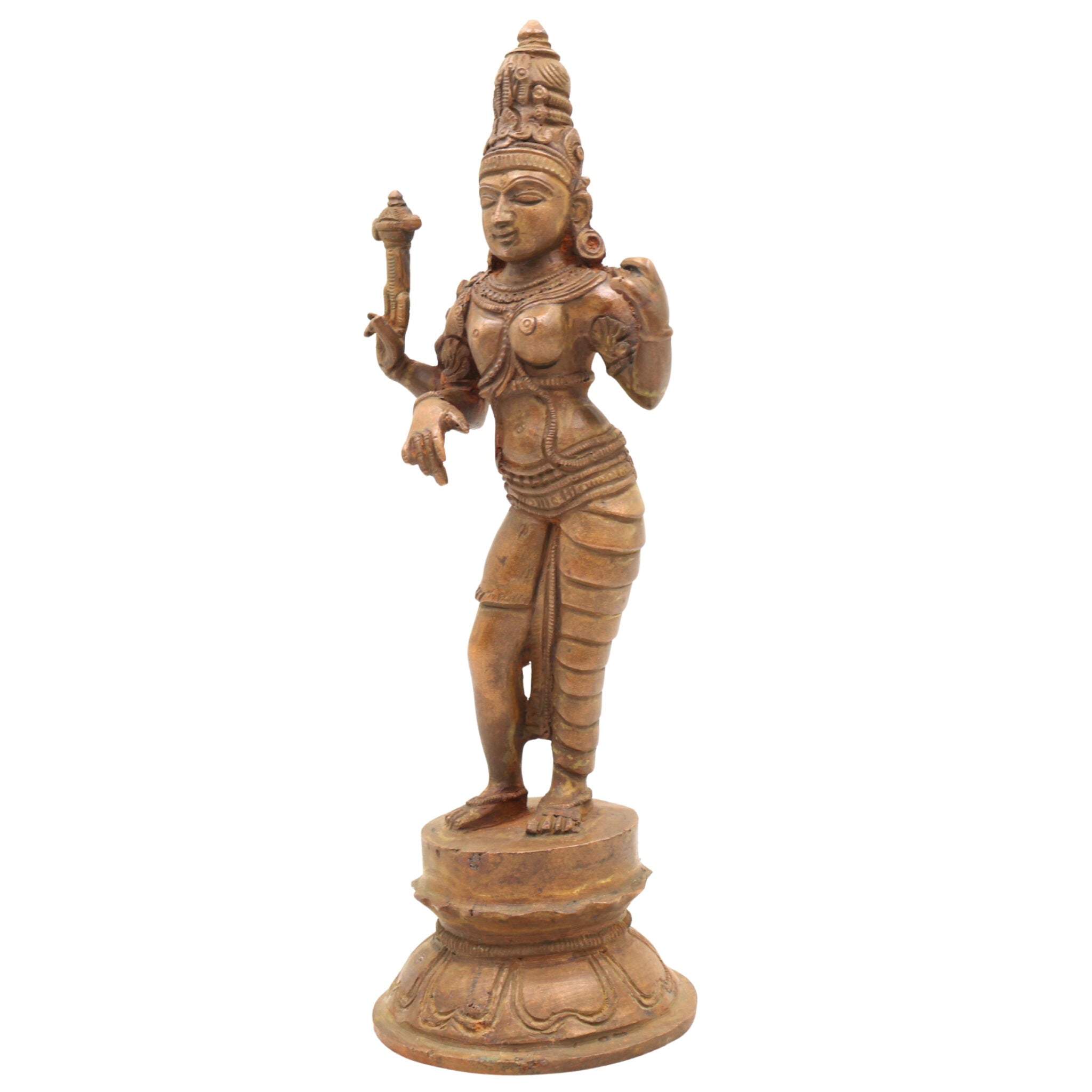 Bronze Ardhanarishvara Idol | Handcrafted Ardhanari Shiva Parvati Murti | Panchaloha / Chola Art Statue for Temple & Home Decor, Brown, 9 Inch