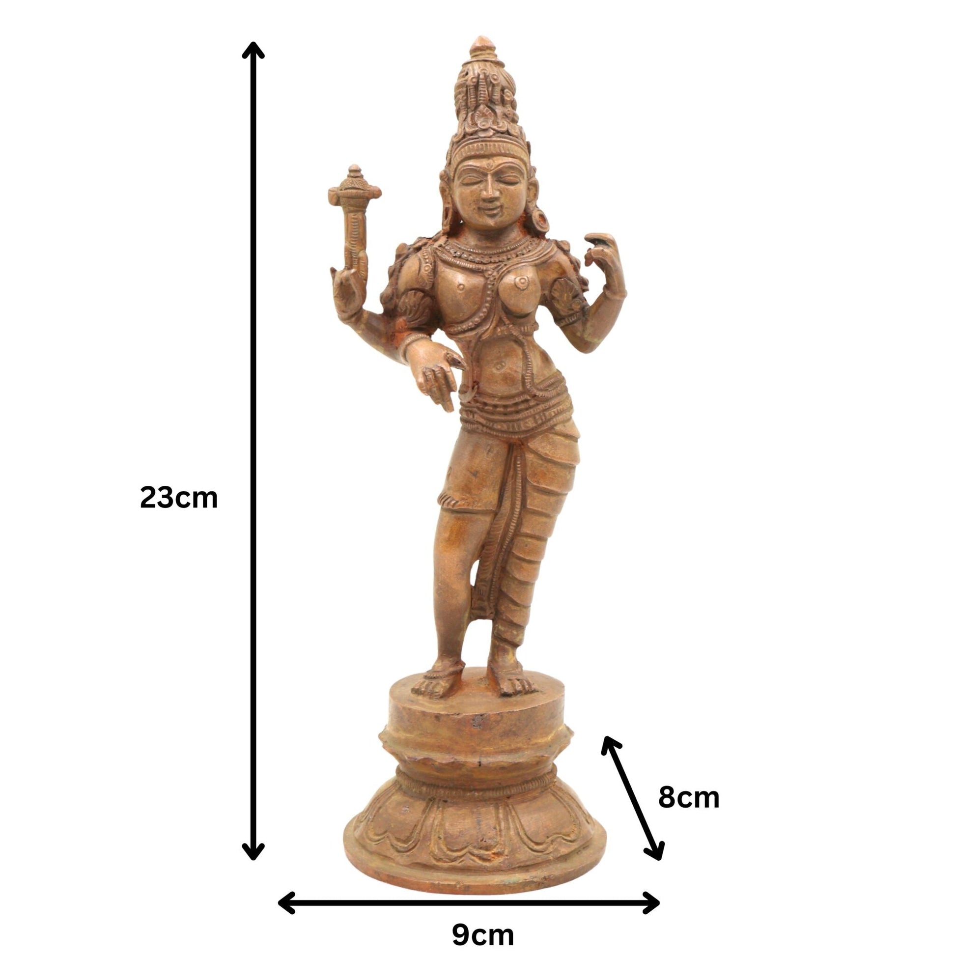 Bronze Ardhanarishvara Idol | Handcrafted Ardhanari Shiva Parvati Murti | Panchaloha / Chola Art Statue for Temple & Home Decor, Brown, 9 Inch