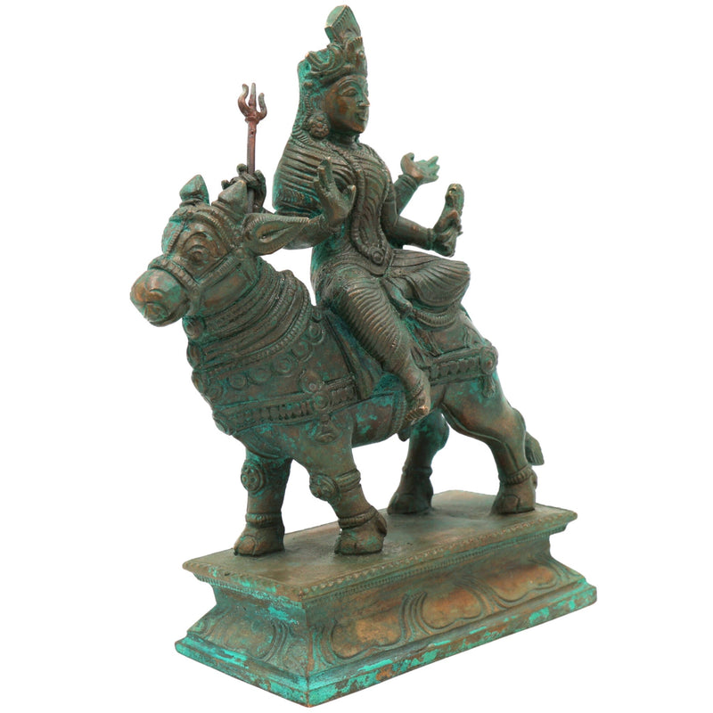 Handcrafted Panchaloha Maha Gowri Idol – Shwetambardhara Gauri Devi | Navadurga Ashtami Durga Statue for Temple & Pooja Decor,Brown, 7 Inch, 1 Piece