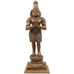 Handcrafted Bronze Sundaram Idol, Panchaloha Sundaresha Sundareswaran Sundara Sundaramoorthy Murti | Chola Art South Indian Deity Sculpture for Home Temple,Brown, 14 Inch, 1 Piece