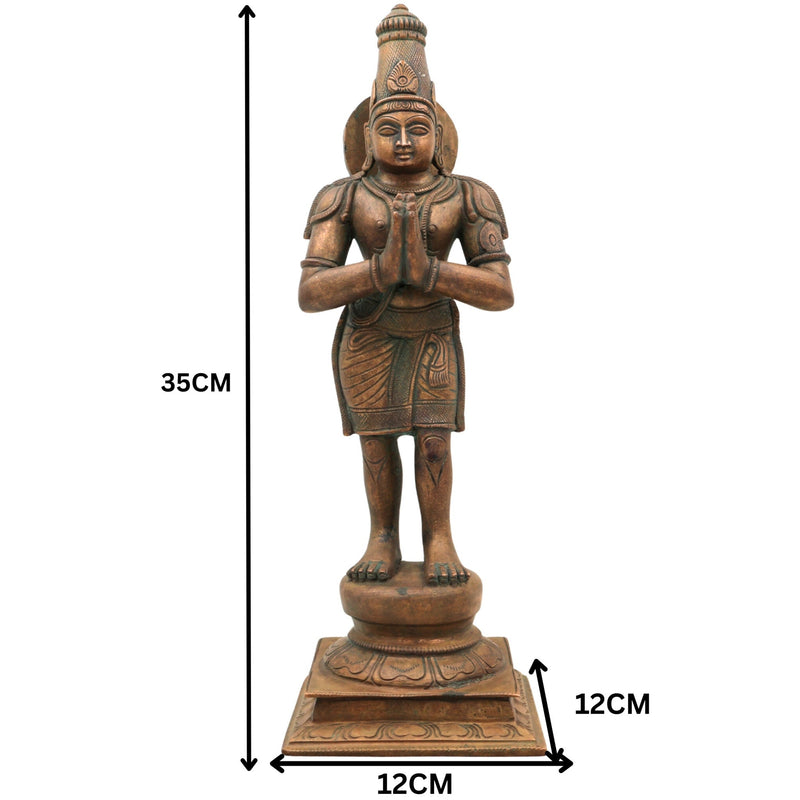 Handcrafted Bronze Sundaram Idol, Panchaloha Sundaresha Sundareswaran Sundara Sundaramoorthy Murti | Chola Art South Indian Deity Sculpture for Home Temple,Brown, 14 Inch, 1 Piece