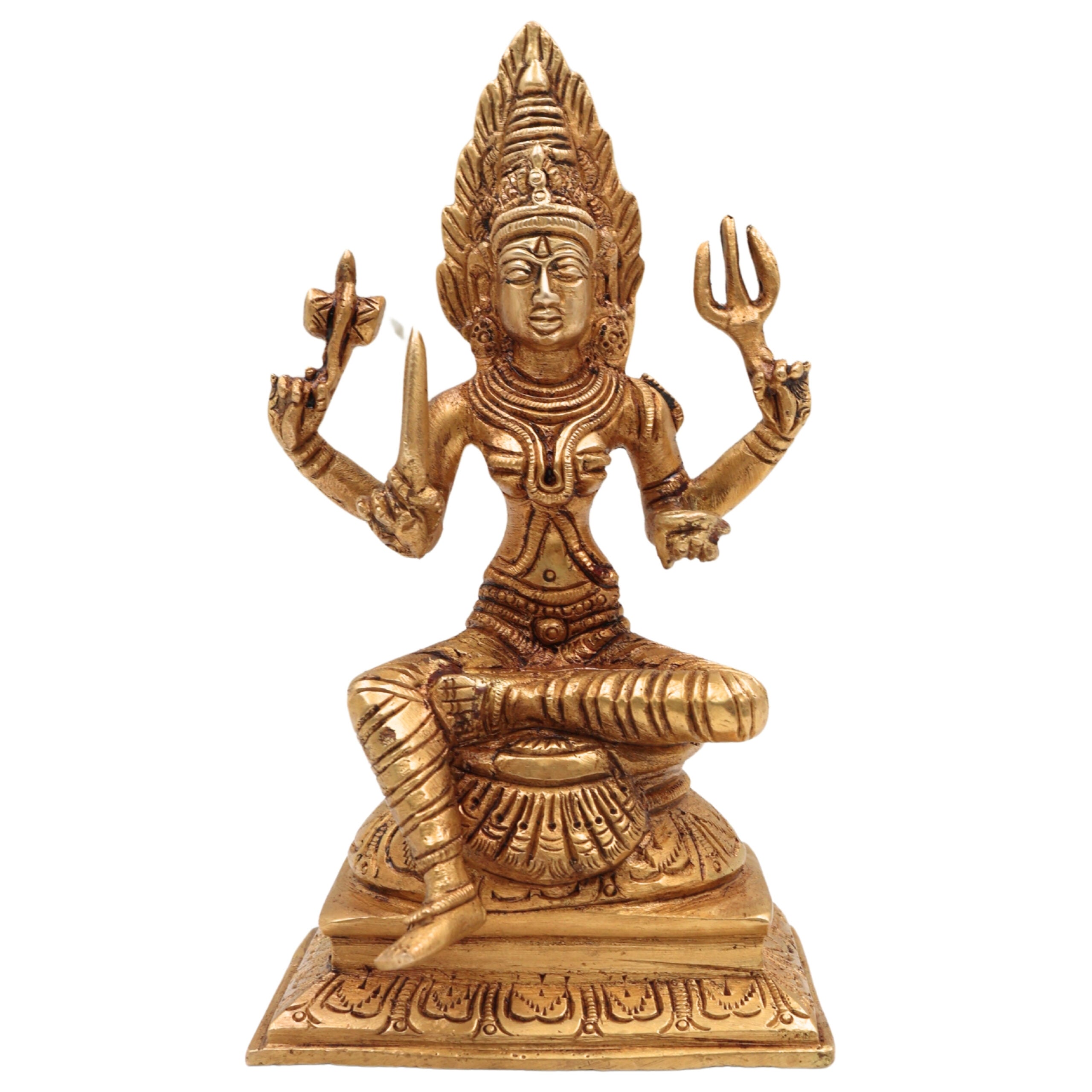 Brass Goddess Mariamman Idol | Mariamma Murti | Mari Amman Statue | Handcrafted Peetal Mariamman for Home Decor, Pooja & Gifts, Gold, 6 Inch, 1 Piece