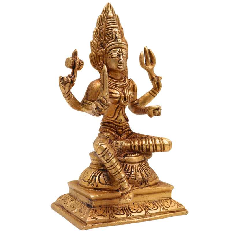 Brass Goddess Mariamman Idol | Mariamma Murti | Mari Amman Statue | Handcrafted Peetal Mariamman for Home Decor, Pooja & Gifts, Gold, 6 Inch, 1 Piece