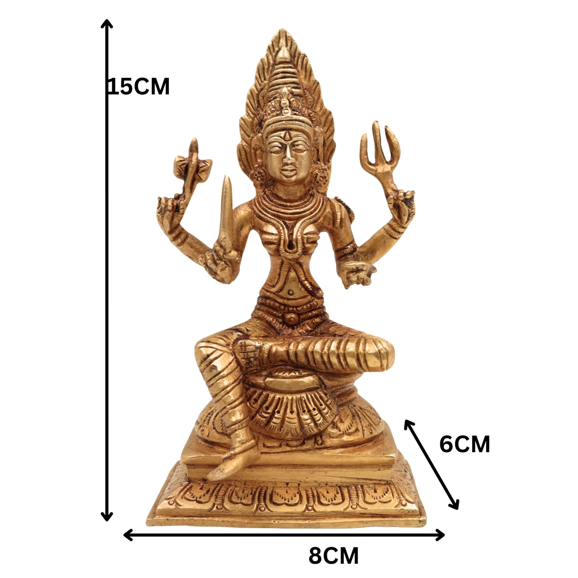 Brass Goddess Mariamman Idol | Mariamma Murti | Mari Amman Statue | Handcrafted Peetal Mariamman for Home Decor, Pooja & Gifts, Gold, 6 Inch, 1 Piece