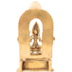 Brass Mariamman Idol with Chowki And Prabhavali, Mariamma, Shakti Angala Parameshwari Peetal Murti Pittal Statue Temple Pooja Home Decor Gift,Gold, 11 Inch, 1 Piece