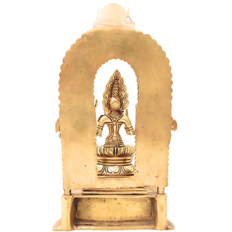 Brass Mariamman Idol with Chowki And Prabhavali, Mariamma, Shakti Angala Parameshwari Peetal Murti Pittal Statue Temple Pooja Home Decor Gift,Gold, 11 Inch, 1 Piece