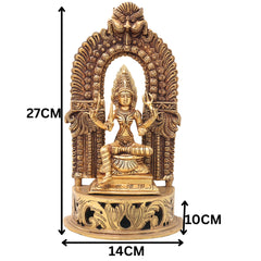 Brass Mariamman Idol with Chowki And Prabhavali, Mariamma, Shakti Angala Parameshwari Peetal Murti Pittal Statue Temple Pooja Home Decor Gift,Gold, 11 Inch, 1 Piece