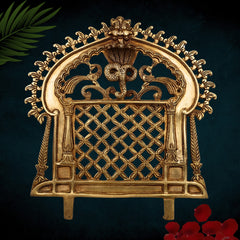 Bhunes Brass Prabhavali Frame Arch Wall Hanging - Big Prabhawal for Temple & Home Decor, Prabhawali for Deity, Prabhaval for Home Temple, Traditional Brass Arch Frame, Gold, 12 Inch, 1 Piece