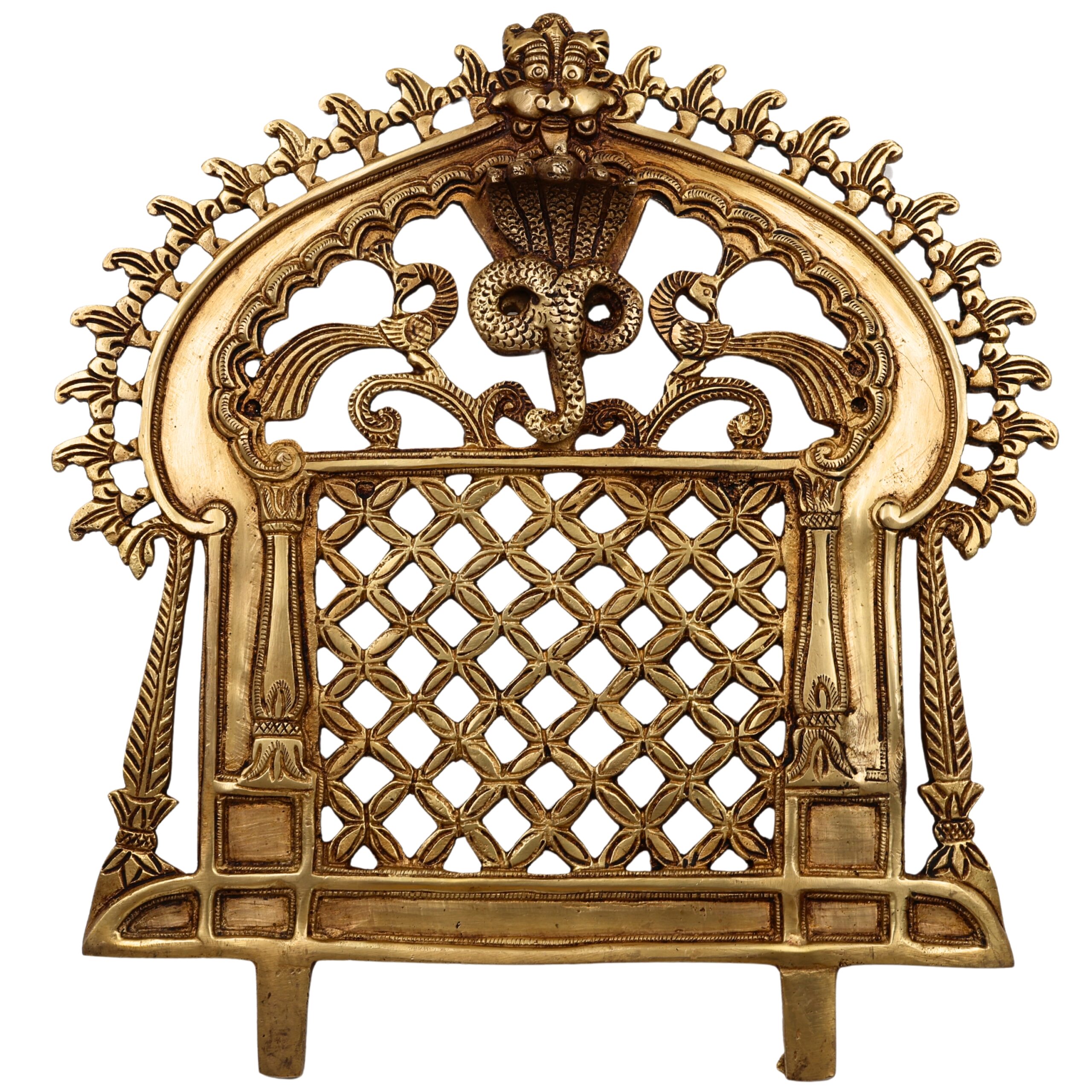 Bhunes Brass Prabhavali Frame Arch Wall Hanging - Big Prabhawal for Temple & Home Decor, Prabhawali for Deity, Prabhaval for Home Temple, Traditional Brass Arch Frame, Gold, 12 Inch, 1 Piece