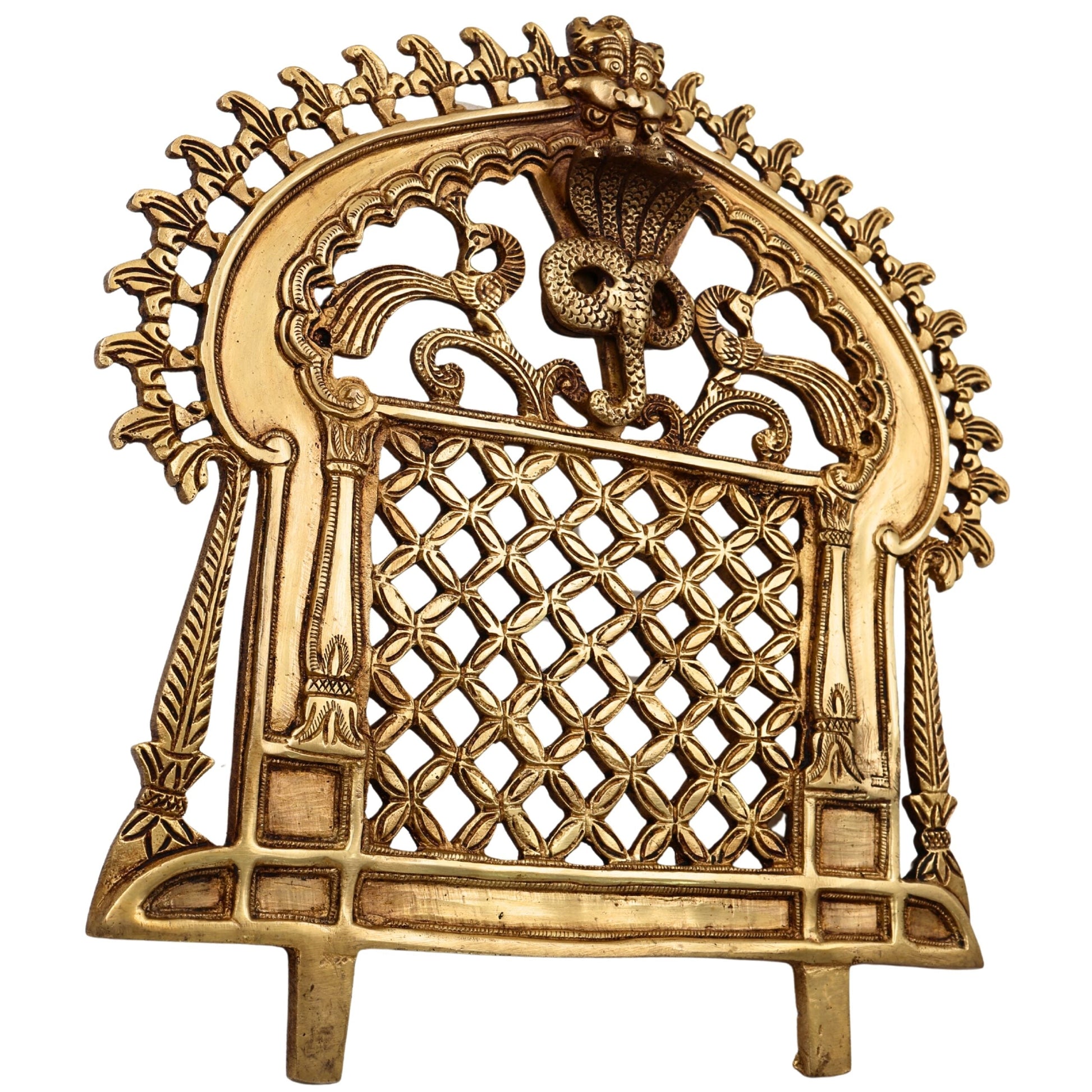 Bhunes Brass Prabhavali Frame Arch Wall Hanging - Big Prabhawal for Temple & Home Decor, Prabhawali for Deity, Prabhaval for Home Temple, Traditional Brass Arch Frame, Gold, 12 Inch, 1 Piece