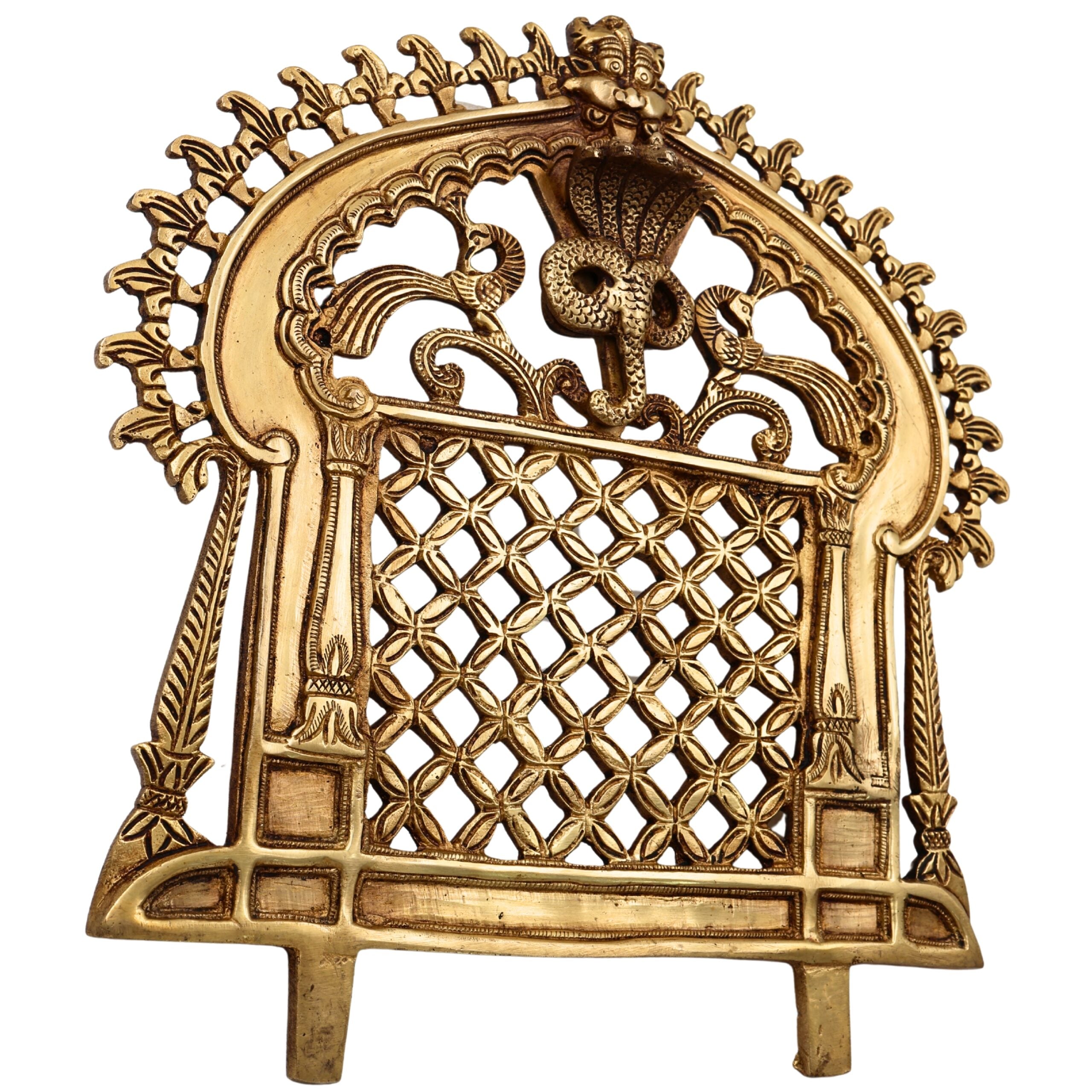 Bhunes Brass Prabhavali Frame Arch Wall Hanging - Big Prabhawal for Temple & Home Decor, Prabhawali for Deity, Prabhaval for Home Temple, Traditional Brass Arch Frame, Gold, 12 Inch, 1 Piece