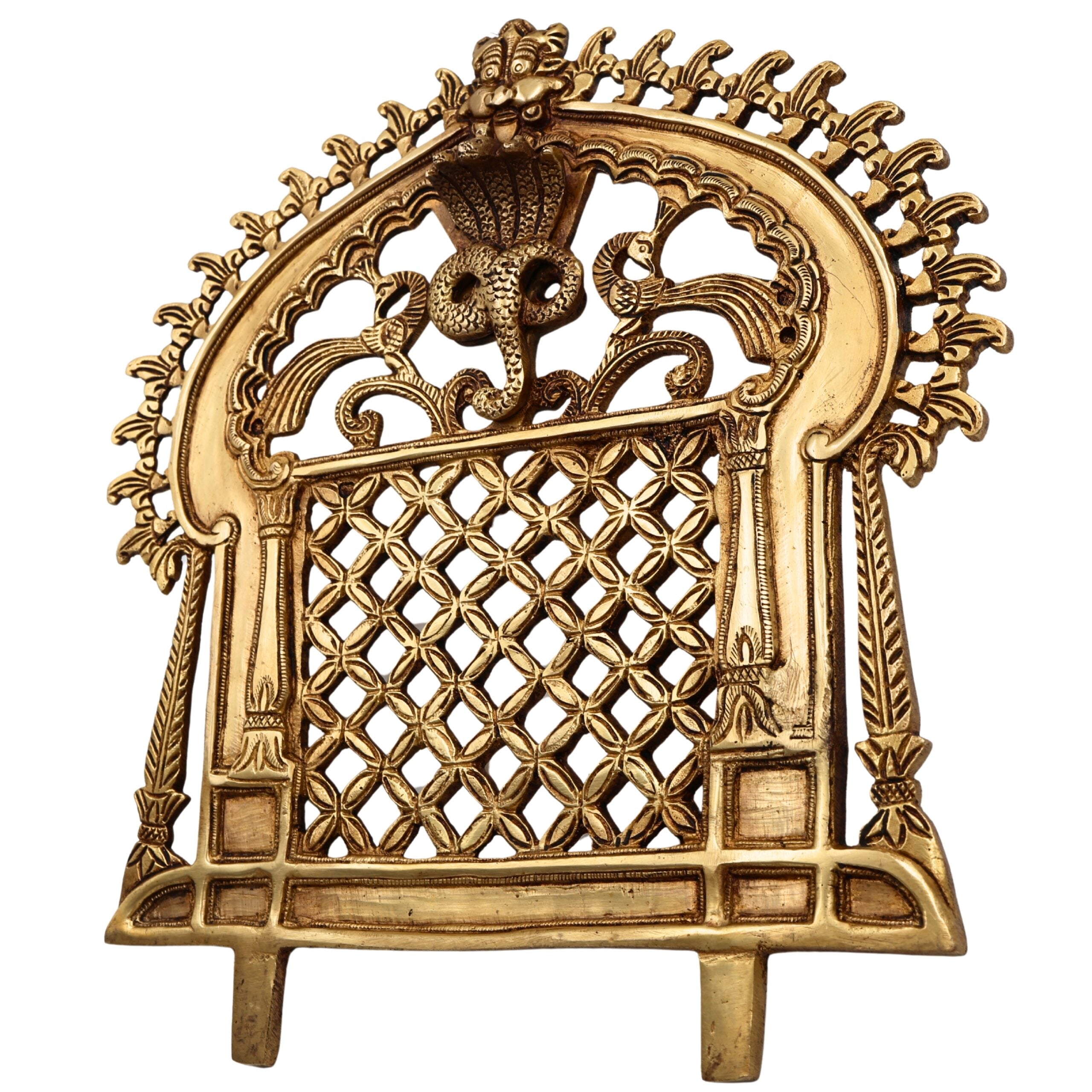 Bhunes Brass Prabhavali Frame Arch Wall Hanging - Big Prabhawal for Temple & Home Decor, Prabhawali for Deity, Prabhaval for Home Temple, Traditional Brass Arch Frame, Gold, 12 Inch, 1 Piece