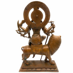 Bronze Durga Idol | Panchaloha Maa Durga Murti | Navadurga Statue | Handmade Chola Art Goddess Durga for Pooja & Temple Decor, Brown, 19 Inch, 1 Piece