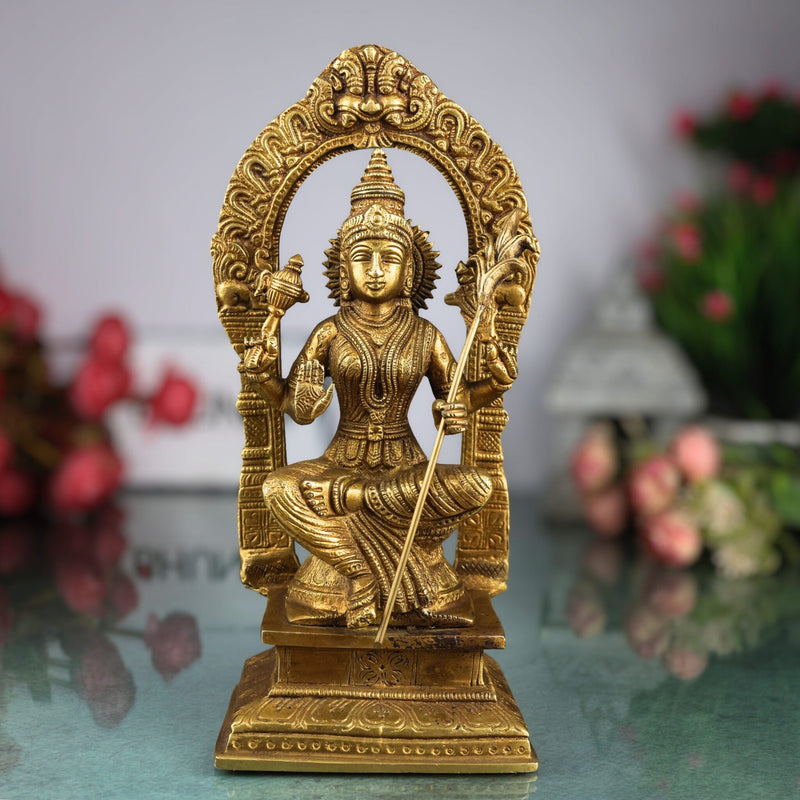 Handcrafted Brass Rajarajeshwari Parvati Idol – Shakti Gauri Uma Devi Murti for Pooja, Temple, Home Decor & Spiritual Gifting, Gold, 10 Inch, 1 Piece