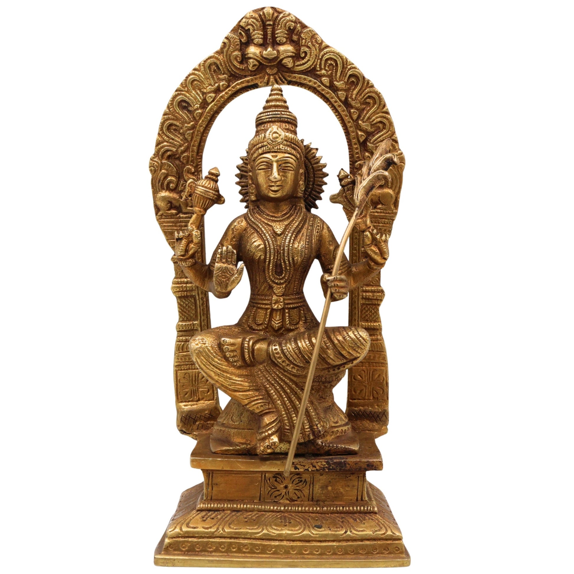 Handcrafted Brass Rajarajeshwari Parvati Idol – Shakti Gauri Uma Devi Murti for Pooja, Temple, Home Decor & Spiritual Gifting, Gold, 10 Inch, 1 Piece