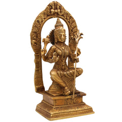 Handcrafted Brass Rajarajeshwari Parvati Idol – Shakti Gauri Uma Devi Murti for Pooja, Temple, Home Decor & Spiritual Gifting, Gold, 10 Inch, 1 Piece