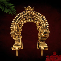 Bhunes Brass Small Prabhavali Arch Frame,  Wall Hanging Decorative God Backdrop | Traditional Temple Pooja Decor | Prabhawali for Home Mandir, Gold, 5.5 Inch, 1 Piece
