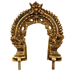 Bhunes Brass Small Prabhavali Arch Frame,  Wall Hanging Decorative God Backdrop | Traditional Temple Pooja Decor | Prabhawali for Home Mandir, Gold, 5.5 Inch, 1 Piece