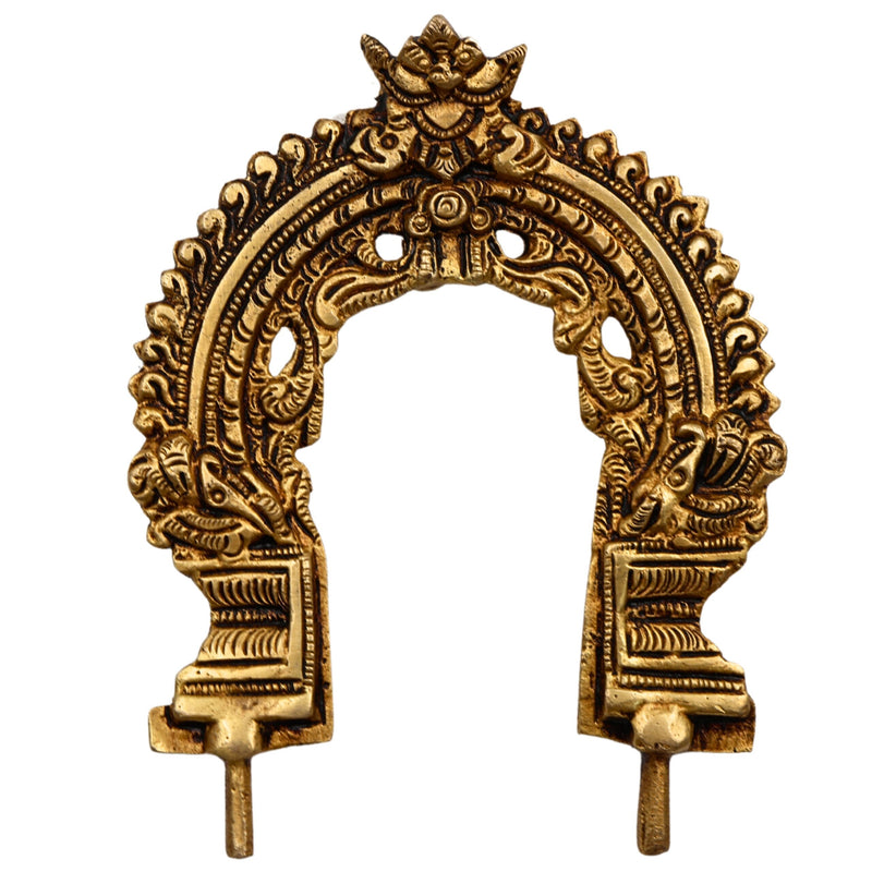 Bhunes Brass Small Prabhavali Arch Frame,  Wall Hanging Decorative God Backdrop | Traditional Temple Pooja Decor | Prabhawali for Home Mandir, Gold, 5.5 Inch, 1 Piece