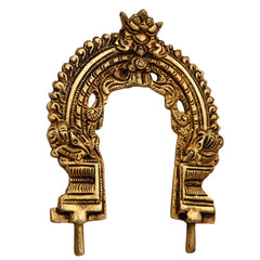 Bhunes Brass Small Prabhavali Arch Frame,  Wall Hanging Decorative God Backdrop | Traditional Temple Pooja Decor | Prabhawali for Home Mandir, Gold, 5.5 Inch, 1 Piece