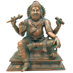 Bronze Vishwakarma Idol | Panchaloha & Chola Art Handmade Vishvakarma Murti, Vishwakarma Devta Statue for Pooja & Temple Decor,Brown, 9 Inch, 1 Piece