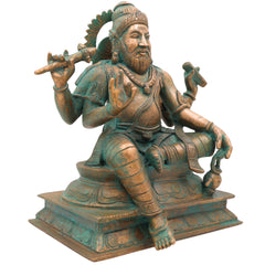 Bronze Vishwakarma Idol | Panchaloha & Chola Art Handmade Vishvakarma Murti, Vishwakarma Devta Statue for Pooja & Temple Decor,Brown, 9 Inch, 1 Piece