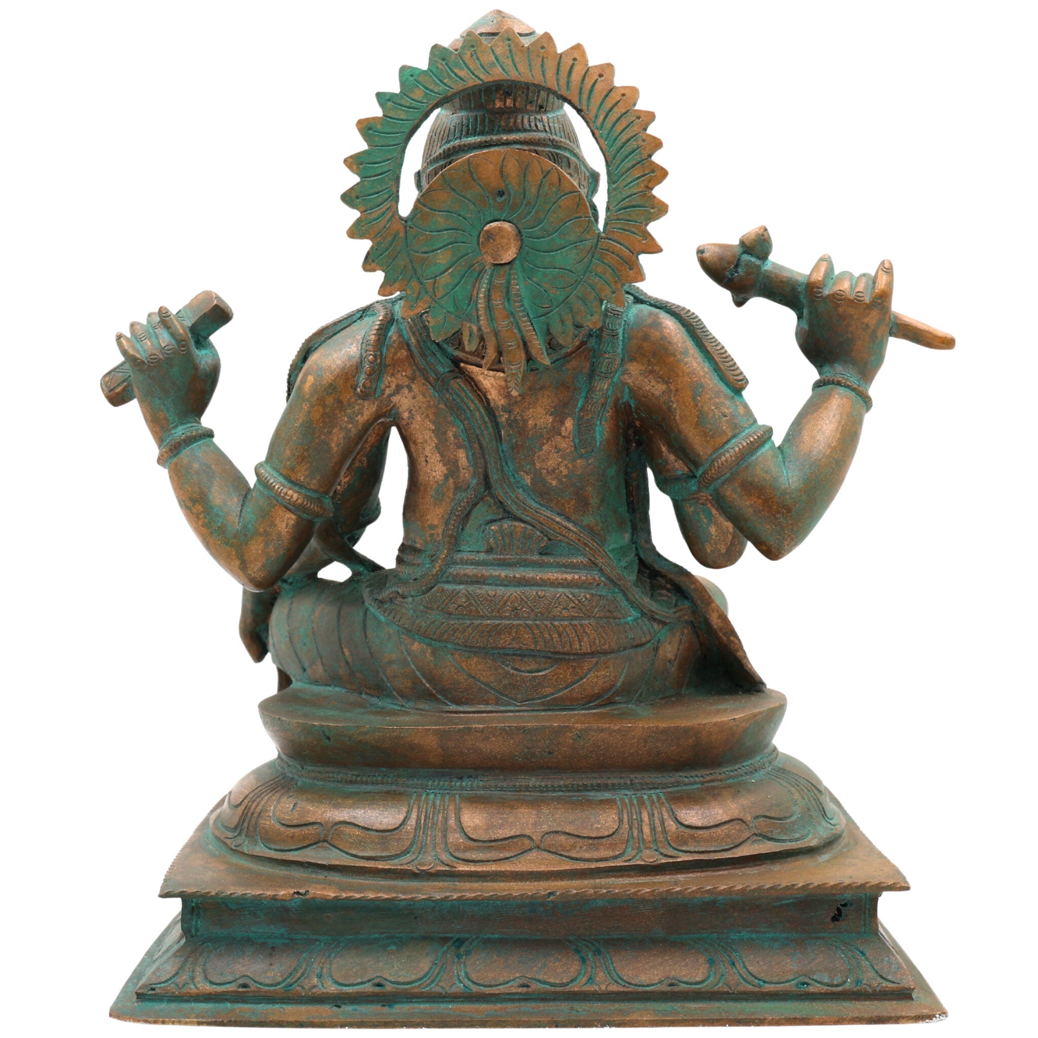 Bronze Vishwakarma Idol | Panchaloha & Chola Art Handmade Vishvakarma Murti, Vishwakarma Devta Statue for Pooja & Temple Decor,Brown, 9 Inch, 1 Piece