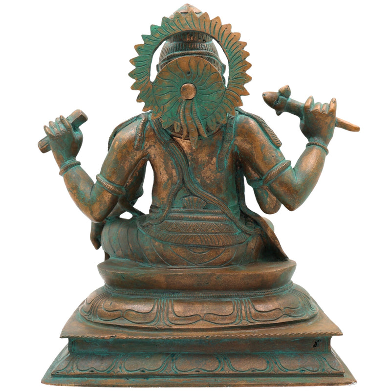 Bronze Vishwakarma Idol | Panchaloha & Chola Art Handmade Vishvakarma Murti, Vishwakarma Devta Statue for Pooja & Temple Decor,Brown, 9 Inch, 1 Piece