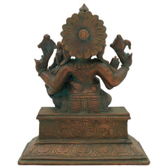 Handmade Panchaloha Ganesha with Siddhi, Bronze Eka Patni Ganesh Statue, Ganpati Idol, Vinayaka Ganesh Murti for Home, Temple & Gift,Brown, 8 Inch, 1 Piece