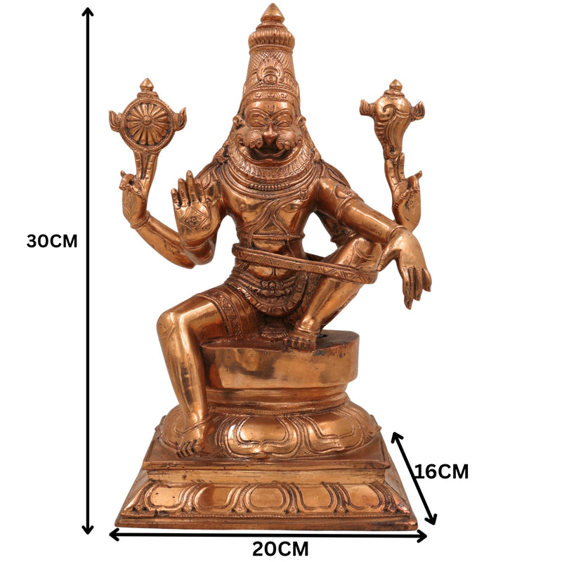Handcrafted Bronze Yoga Narasimha Idol – Panchaloha Lord Narasingha Statue for Pooja, Home, Temple & Meditation Decor,Gold, 12 Inch, 1 Piece