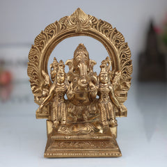 Handcrafted Panchaloha Riddhi Siddhi Ganesha Idol, Bronze Ganapati Vinayaka Statue, Vighnaharta Ganesh Murti for Home, Temple & Gifts,Gold, 6.5 Inch, 1 Piece