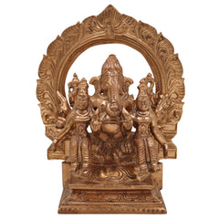 Handcrafted Panchaloha Riddhi Siddhi Ganesha Idol, Bronze Ganapati Vinayaka Statue, Vighnaharta Ganesh Murti for Home, Temple & Gifts,Gold, 6.5 Inch, 1 Piece
