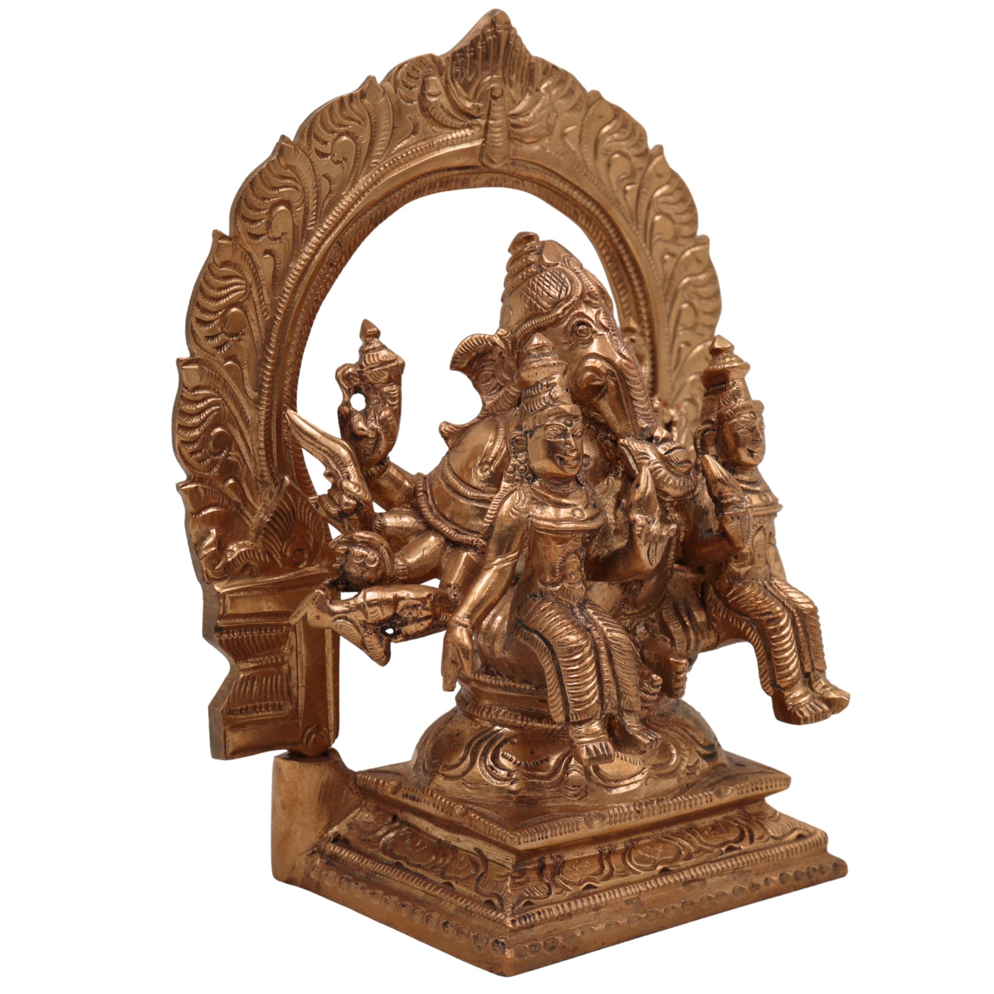 Handcrafted Panchaloha Riddhi Siddhi Ganesha Idol, Bronze Ganapati Vinayaka Statue, Vighnaharta Ganesh Murti for Home, Temple & Gifts,Gold, 6.5 Inch, 1 Piece