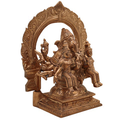 Handcrafted Panchaloha Riddhi Siddhi Ganesha Idol, Bronze Ganapati Vinayaka Statue, Vighnaharta Ganesh Murti for Home, Temple & Gifts,Gold, 6.5 Inch, 1 Piece