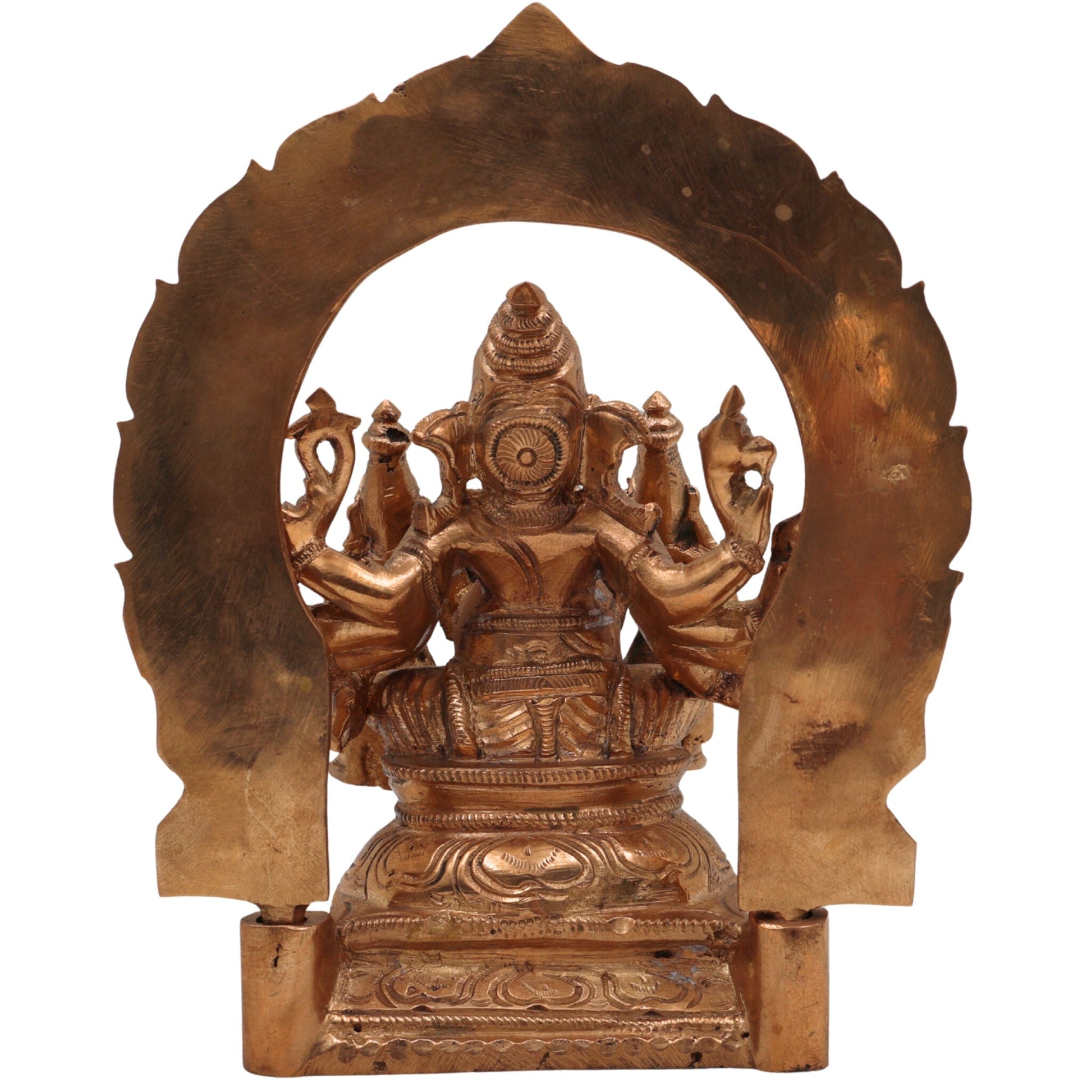 Handcrafted Panchaloha Riddhi Siddhi Ganesha Idol, Bronze Ganapati Vinayaka Statue, Vighnaharta Ganesh Murti for Home, Temple & Gifts,Gold, 6.5 Inch, 1 Piece