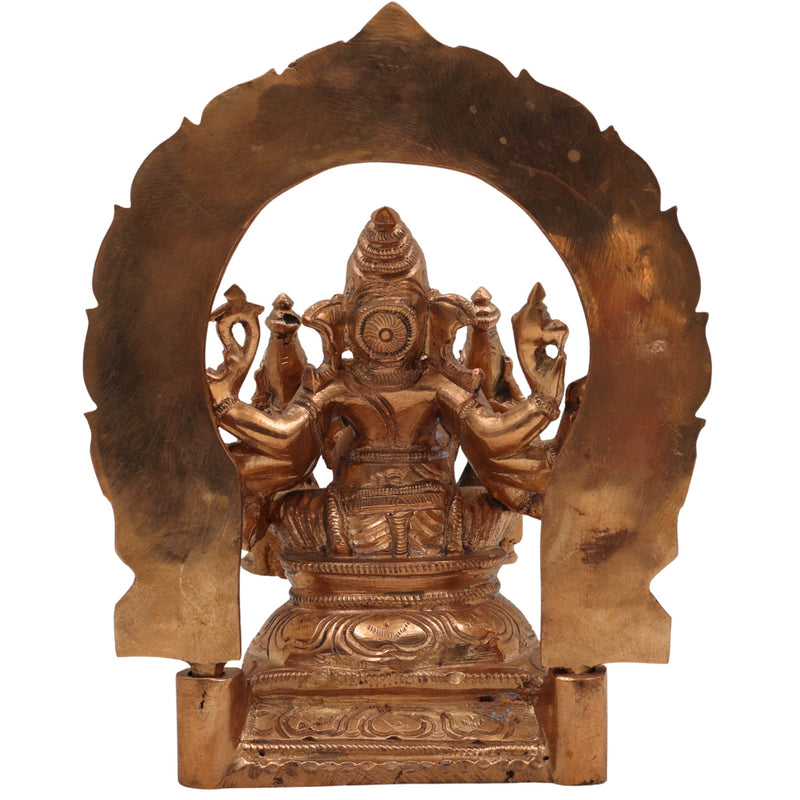 Handcrafted Panchaloha Riddhi Siddhi Ganesha Idol, Bronze Ganapati Vinayaka Statue, Vighnaharta Ganesh Murti for Home, Temple & Gifts,Gold, 6.5 Inch, 1 Piece