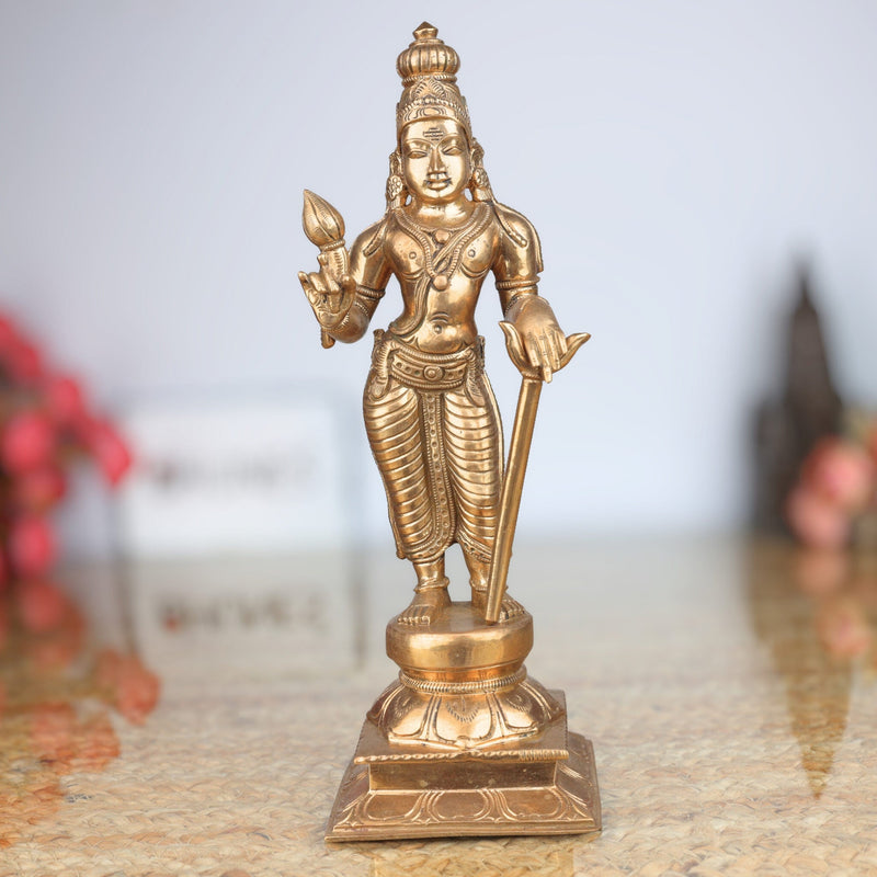Bronze Sundarar Idol, Sundareswarar Sundaresha Murti, Chola Style Shaivite Panchaloha Vigraha for Temple & Home Pooja,Gold, 11 Inch, 1 Piece