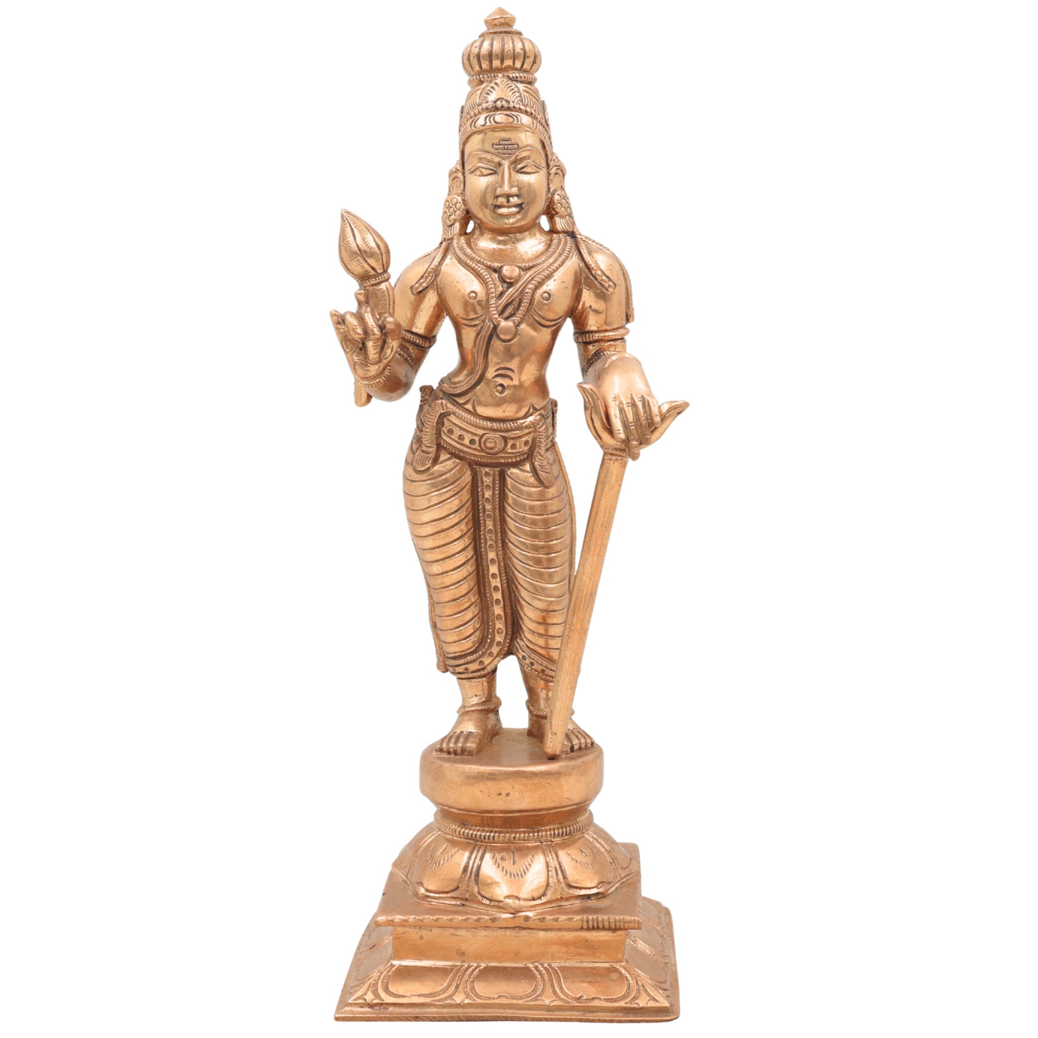 Bronze Sundarar Idol, Sundareswarar Sundaresha Murti, Chola Style Shaivite Panchaloha Vigraha for Temple & Home Pooja,Gold, 11 Inch, 1 Piece