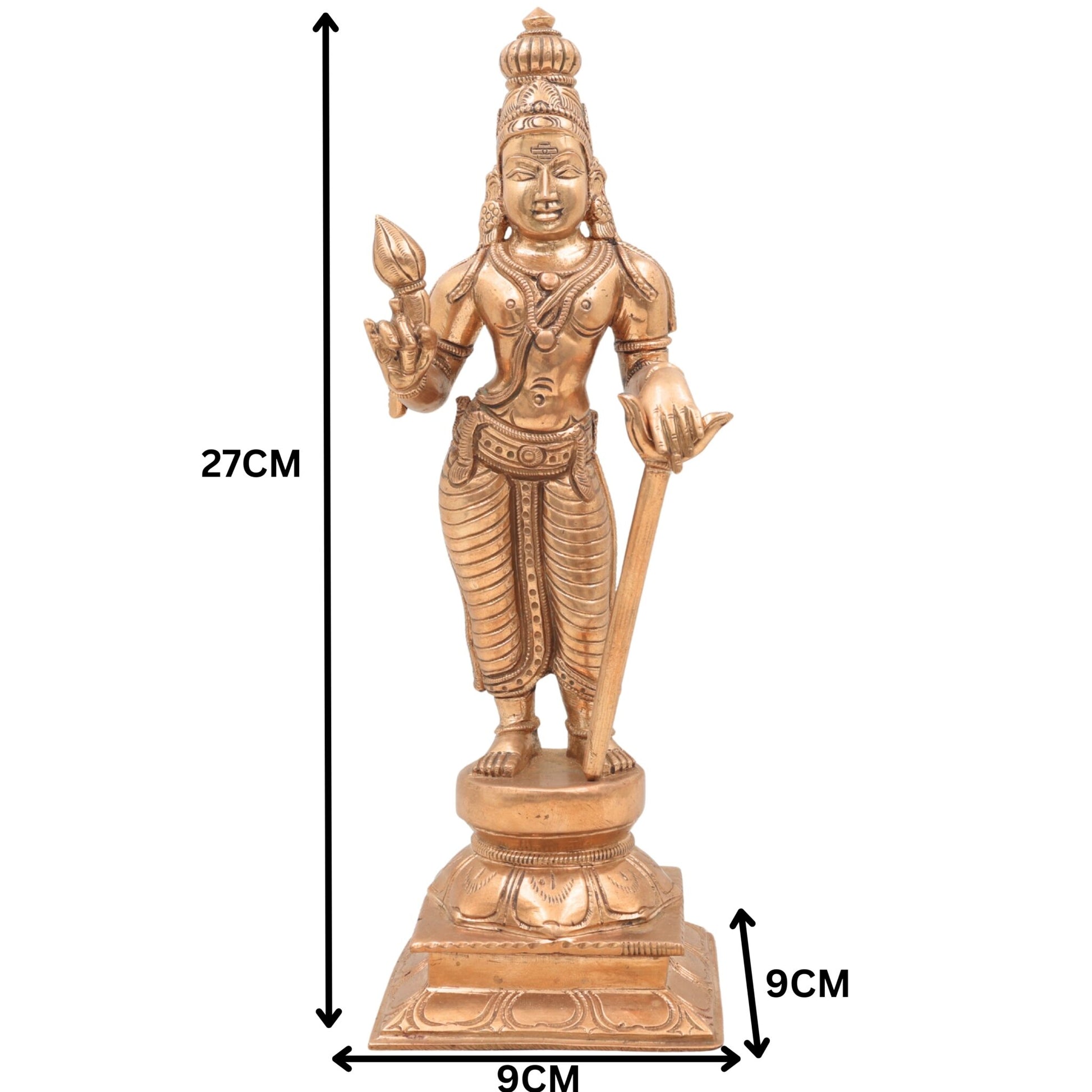 Bronze Sundarar Idol, Sundareswarar Sundaresha Murti, Chola Style Shaivite Panchaloha Vigraha for Temple & Home Pooja,Gold, 11 Inch, 1 Piece