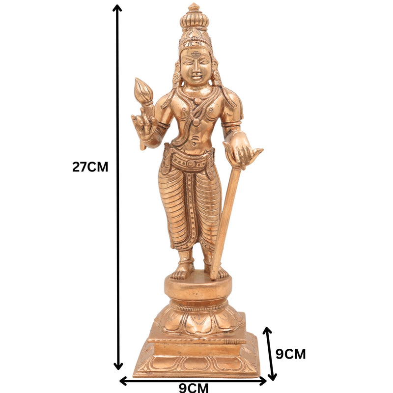 Bronze Sundarar Idol, Sundareswarar Sundaresha Murti, Chola Style Shaivite Panchaloha Vigraha for Temple & Home Pooja,Gold, 11 Inch, 1 Piece