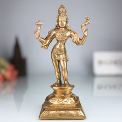 Panchaloha Bronze Shiva Idol – Mahadev Murti, Bholenath Statue, Shankar Nataraja Sculpture, Handmade Chola Art for Temple & Home Decor,Gold, 10 Inch, 1 Piece
