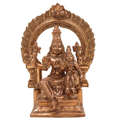 Vishnu Lakshmi with Prabhavali Bronze Panchaloha Idol – Lakshmi Narayana / Maha Lakshmi Narayan / Sri Lakshmi Narayan / Thirumal Lakshmi / Vaikuntha Lakshmi Temple Sculpture – Handcrafted South Indian Chola Art Statue,Gold, 7 Inch, 1 Piece