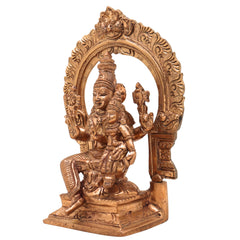 Vishnu Lakshmi with Prabhavali Bronze Panchaloha Idol – Lakshmi Narayana / Maha Lakshmi Narayan / Sri Lakshmi Narayan / Thirumal Lakshmi / Vaikuntha Lakshmi Temple Sculpture – Handcrafted South Indian Chola Art Statue,Gold, 7 Inch, 1 Piece