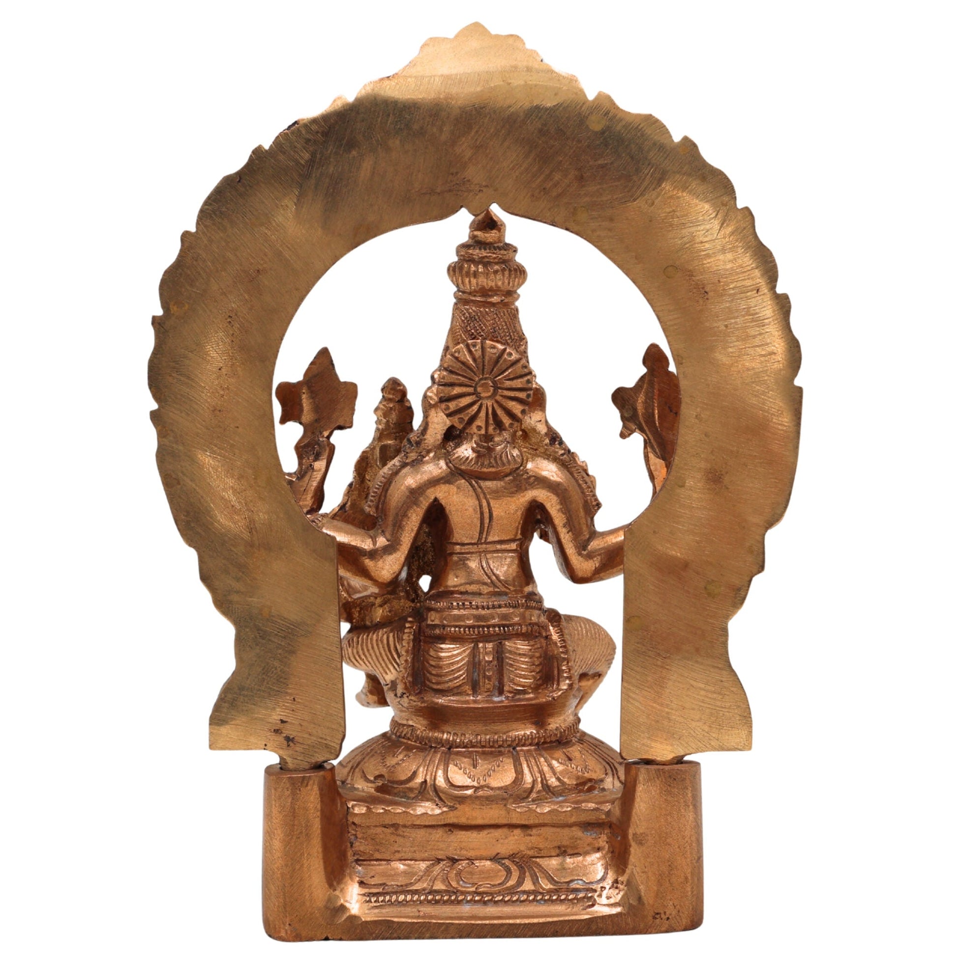 Vishnu Lakshmi with Prabhavali Bronze Panchaloha Idol – Lakshmi Narayana / Maha Lakshmi Narayan / Sri Lakshmi Narayan / Thirumal Lakshmi / Vaikuntha Lakshmi Temple Sculpture – Handcrafted South Indian Chola Art Statue,Gold, 7 Inch, 1 Piece