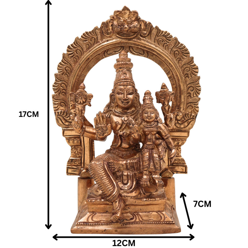 Vishnu Lakshmi with Prabhavali Bronze Panchaloha Idol – Lakshmi Narayana / Maha Lakshmi Narayan / Sri Lakshmi Narayan / Thirumal Lakshmi / Vaikuntha Lakshmi Temple Sculpture – Handcrafted South Indian Chola Art Statue,Gold, 7 Inch, 1 Piece