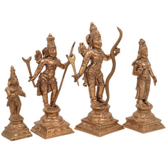 Shree Ram Darbar Panchaloha Bronze Idol – Ram Sita Lakshman Hanuman Murti | Handcrafted Chola Art Ram Parivar Statue for Temple & Home Decor,Gold, 6 Inch, 1 Piece