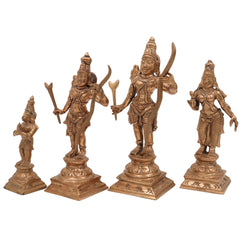 Shree Ram Darbar Panchaloha Bronze Idol – Ram Sita Lakshman Hanuman Murti | Handcrafted Chola Art Ram Parivar Statue for Temple & Home Decor,Gold, 6 Inch, 1 Piece
